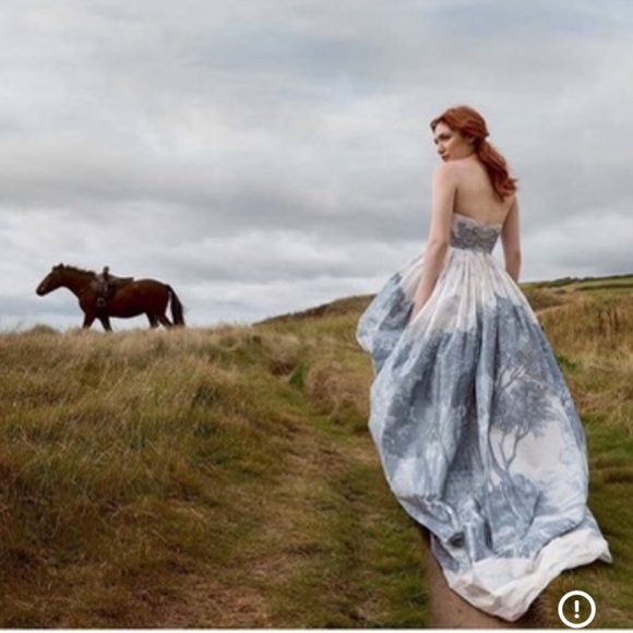 Oscar de la Renta toile du jouy silk chine gown. - Picture 3 of 8